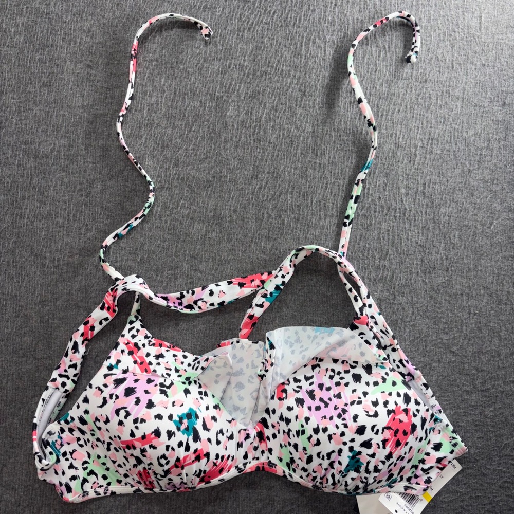 Salt + Cove Multi Animal Print Push Up Bikini Top Ruffle Size M 802000